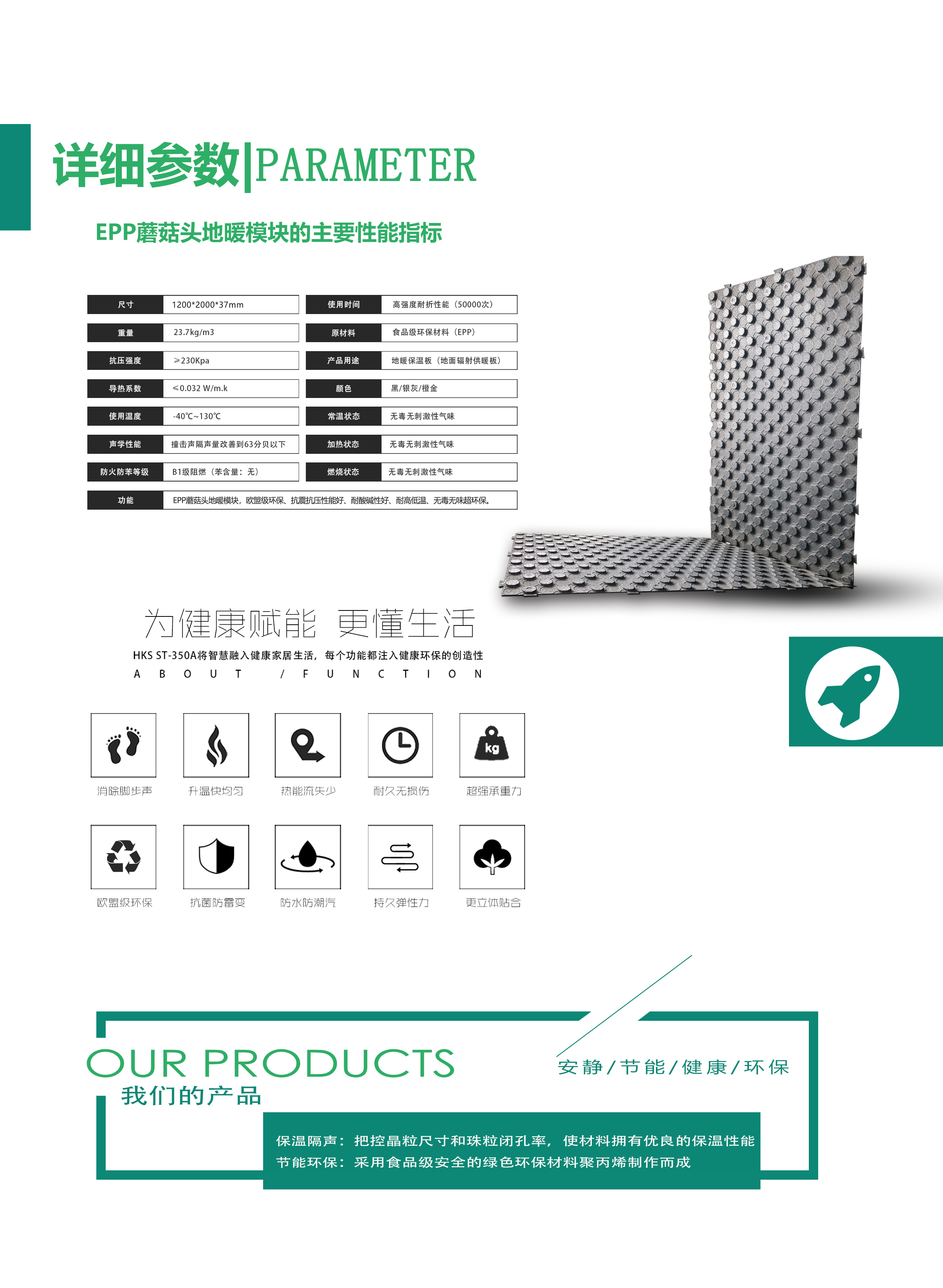 EPP蘑菇頭地暖(nuǎn)模塊詳細參數(shu)